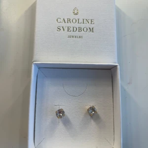 Caroline Svedbom örhängen med kristall - guld örhängen från märket caroline svedbom. aldrig använt och säljer för att jag inte andvänder guld. original pris 400kr