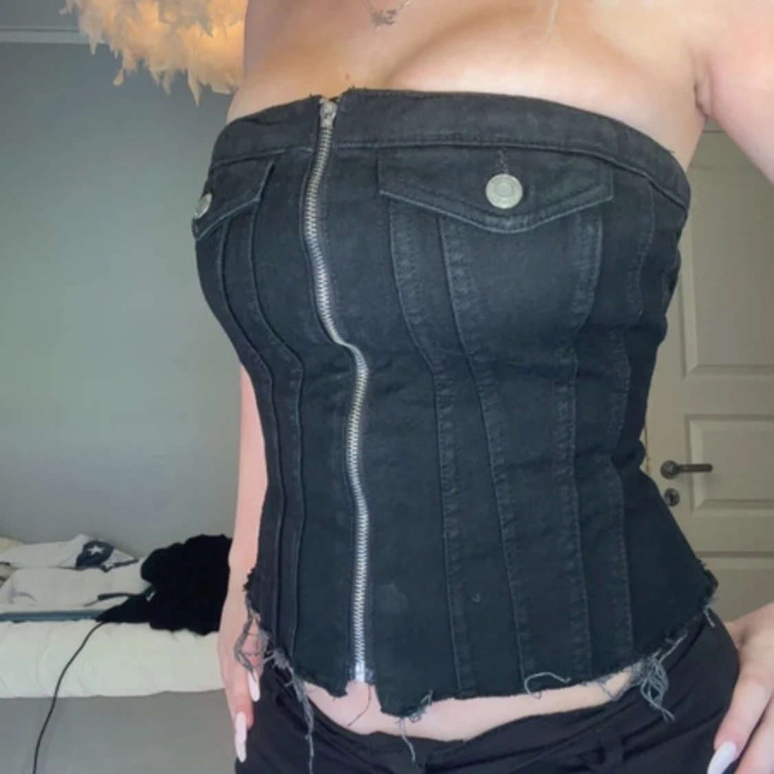 Svart jeanskorsett topp - 2