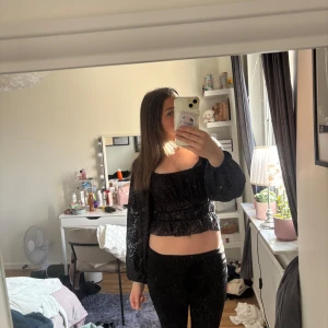 Svart spetsblus - Säljer den här svarta blusen/toppen i spets. Den är ifrån Gina Tricot och använd fåtal gånger. Priset kan diskuteras och frakten ingår inte💕💕