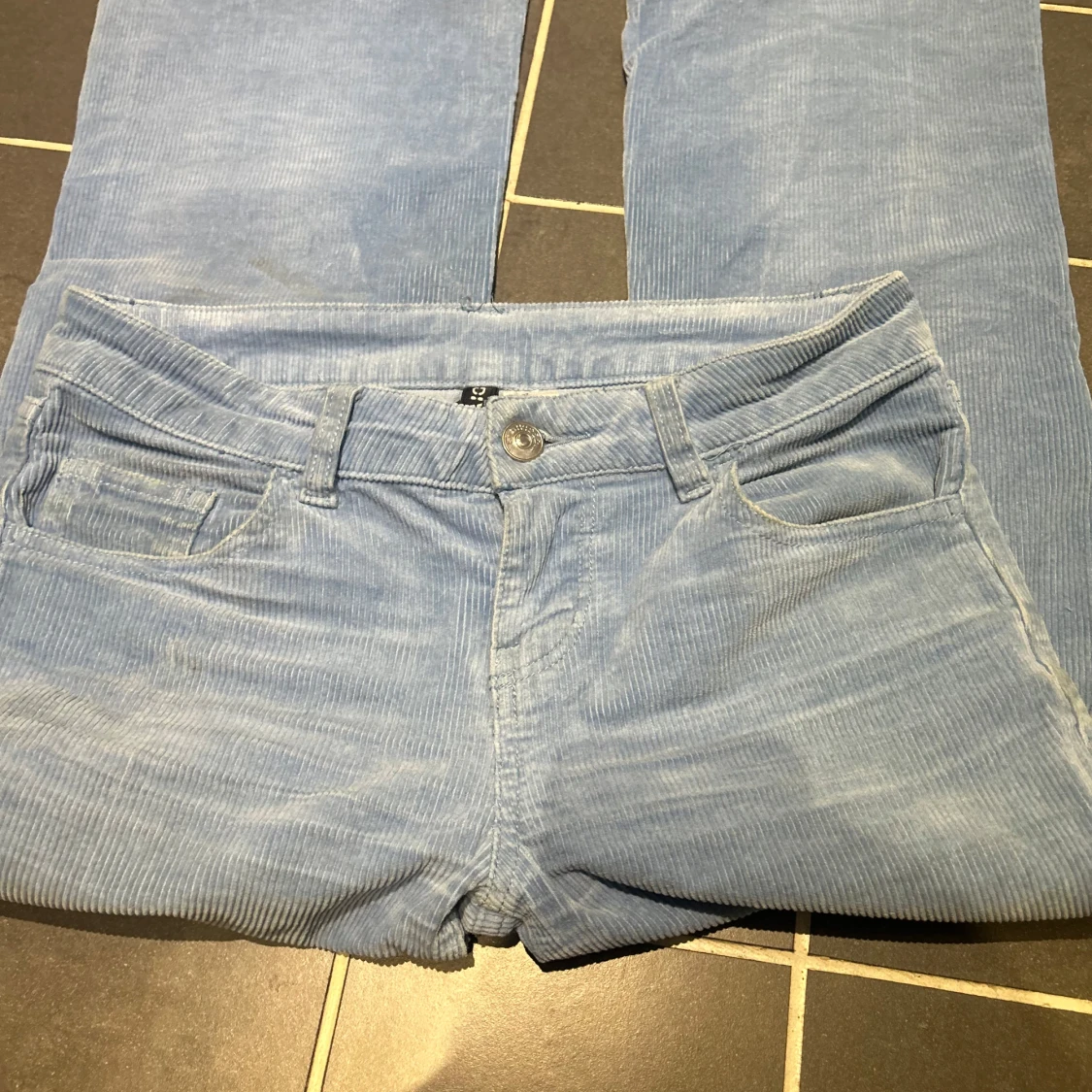 Ljusblå manchesterbyxor bootcut - 4