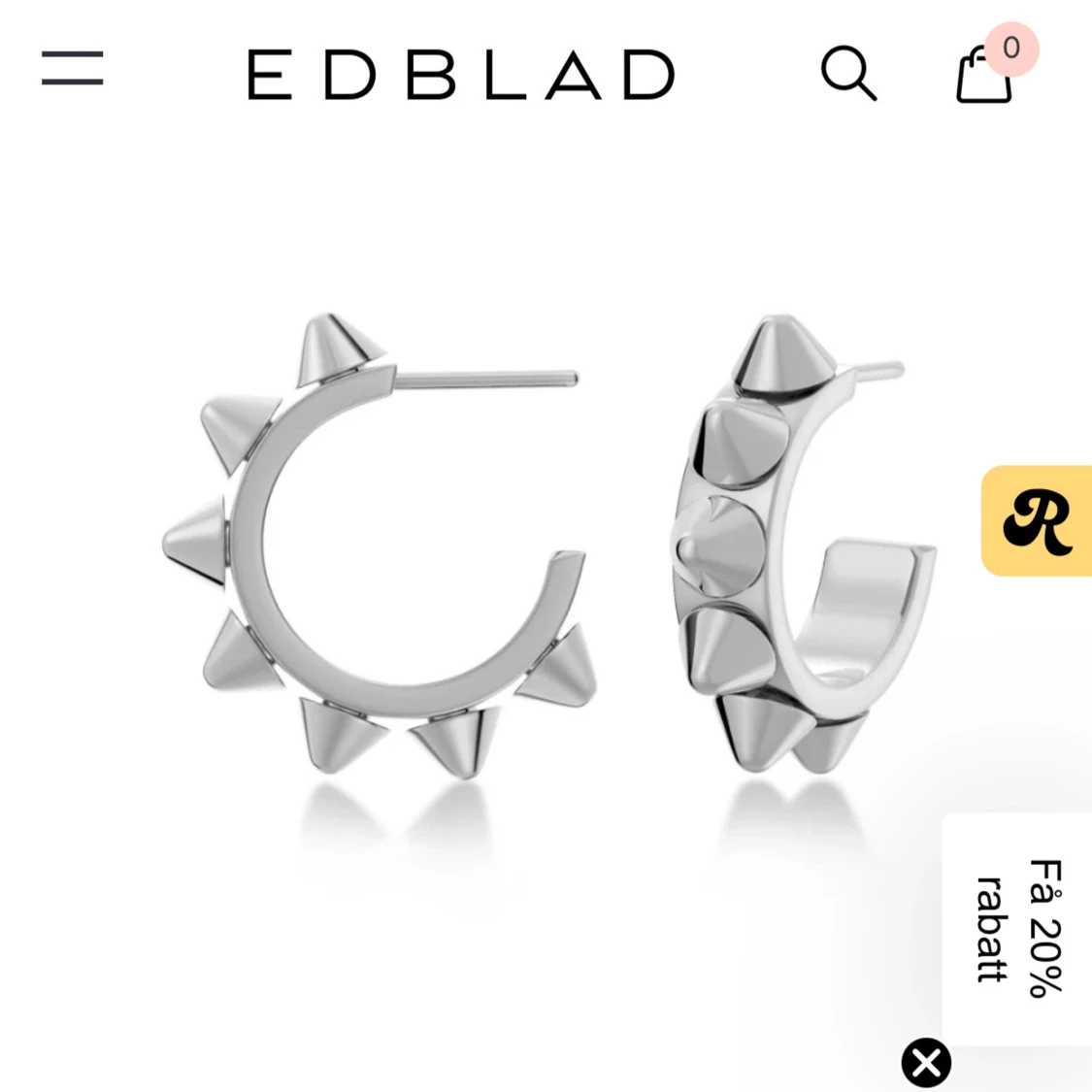 Silvriga örhängen med nitar från Edblad - 2