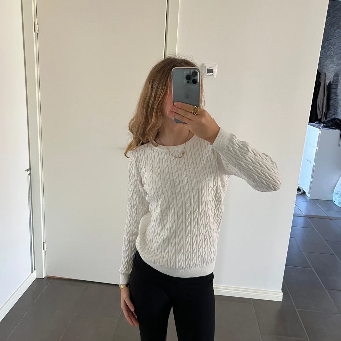 Vit stickad tröja från Basic You