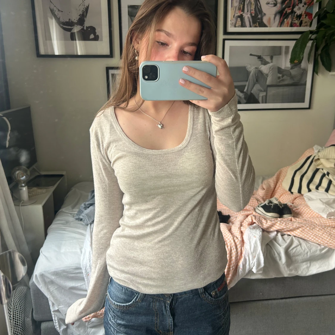 Beige långärmad tröja - 1