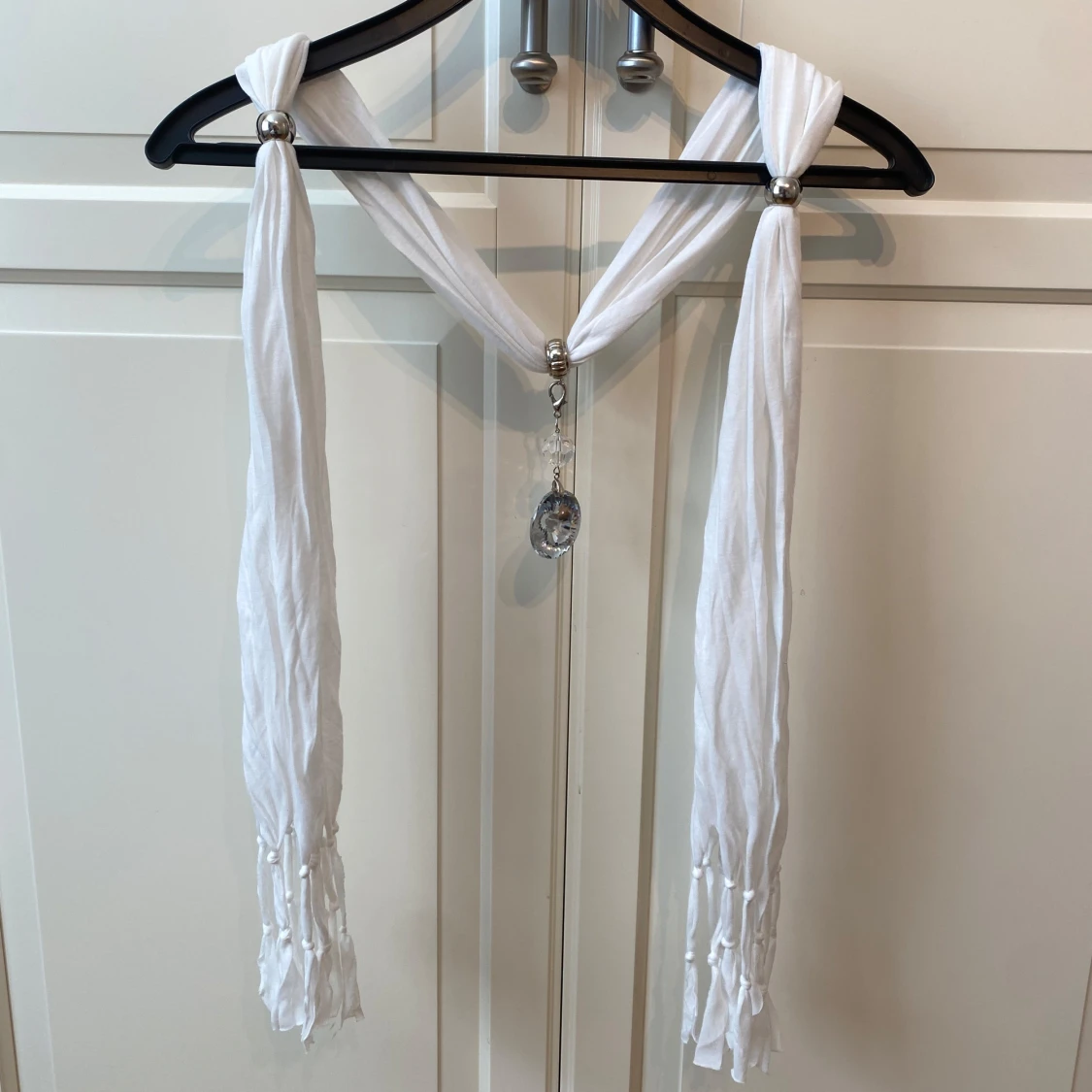 Vitt tyg Bälte med diamant dekoration - 1