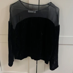Svart tröja med mesh  - Säljer en svart långärmad tröja från Rodebjer med transparent mesh upptill och sammet nedtill. 