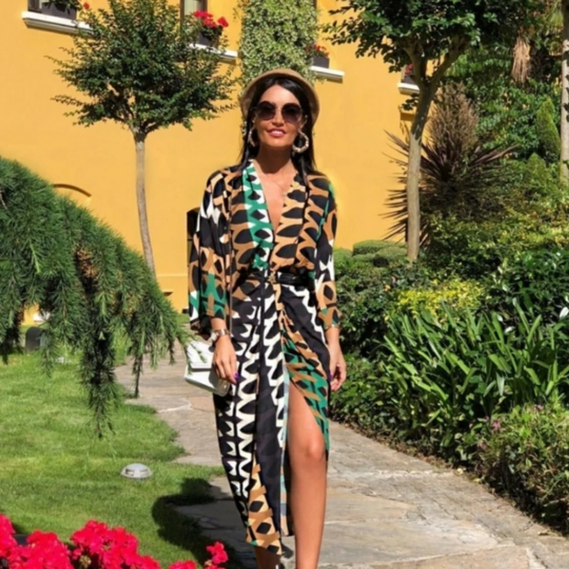 Mönstrad långklänning från Zara Woman