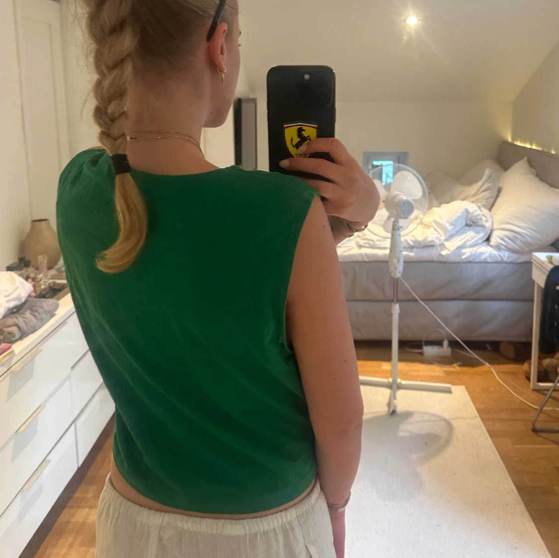 Grön draperad ärmlös topp - 3