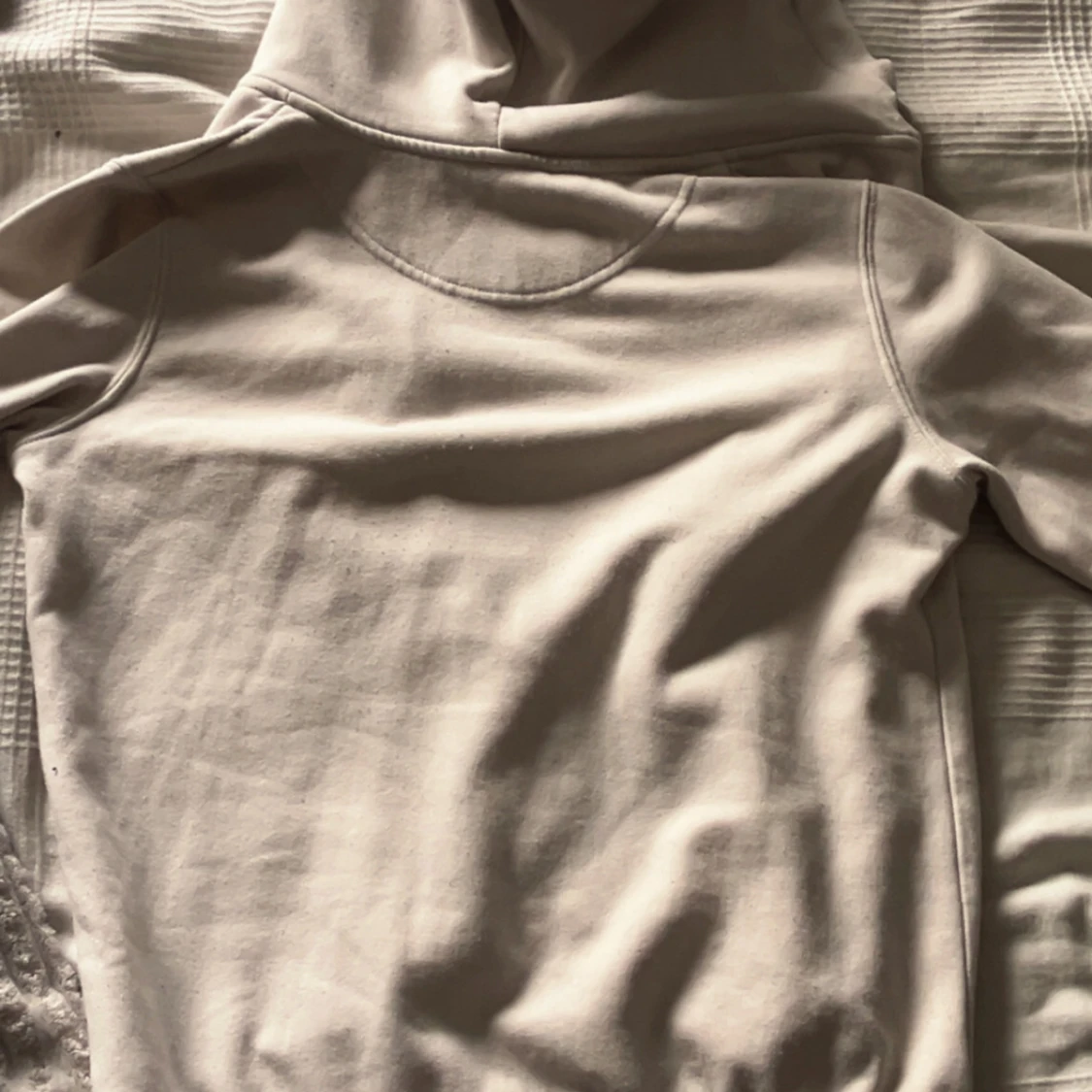 Beige/vit  hoodie med dragkedja XS - 3