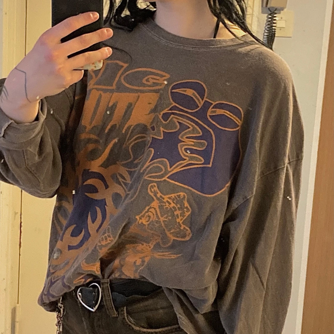 BDG brun/grå långärmad tröja med tryck  - 4