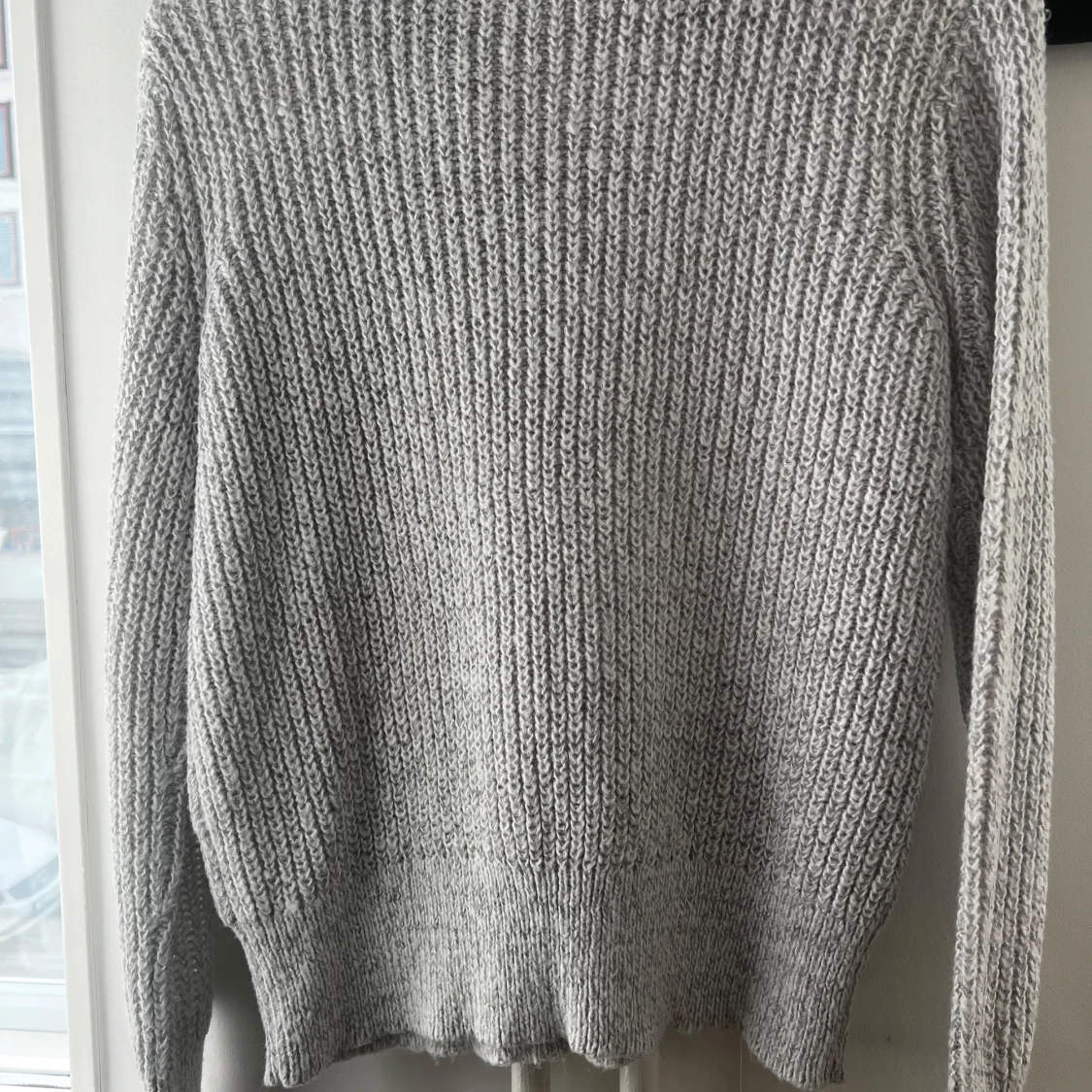 Grå stickad tröja med dragkedja från Object - 2