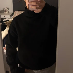 Svart polotröja - Säljer en svart polotröja med lång ärm. Perfekt baströja med hög krage som passar till många olika outfits. Enkel och stilren design.