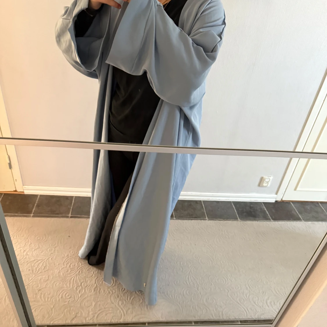 Ljusblå öppen abaya - 1