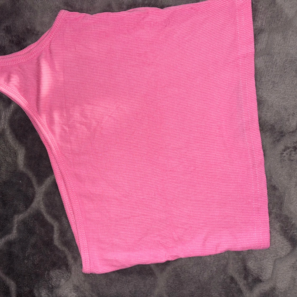 Rosa ribbad oneshoulder topp - 1