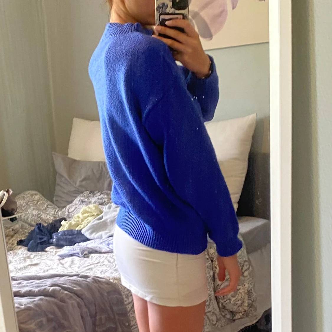 Oversized blå stickad tröja - 1