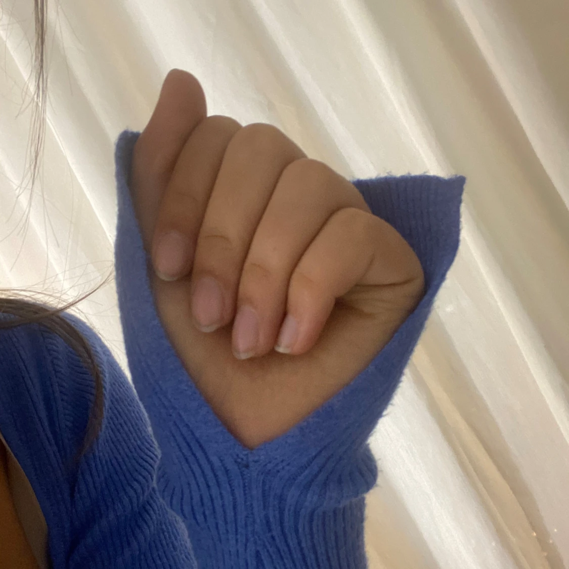 Blå ribbad croppad topp - 2