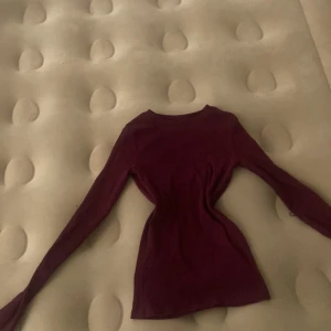 Vinröd långärmad tröja FB Sister XS - En vinröd långärmad tröja från FB Sister i storlek XS. Tröjan har en slim passform och är tillverkad i mjuk bomull, perfekt för lager-på-lager. Enkel och stilren design utan mönster, med rund halsringning.