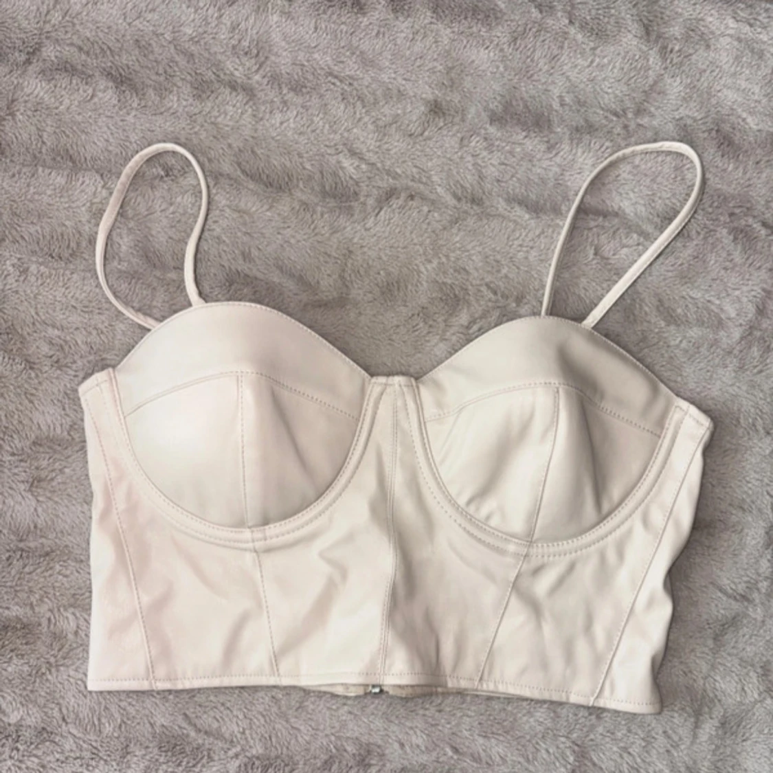 Beige korsett-topp med smala axelband - 1