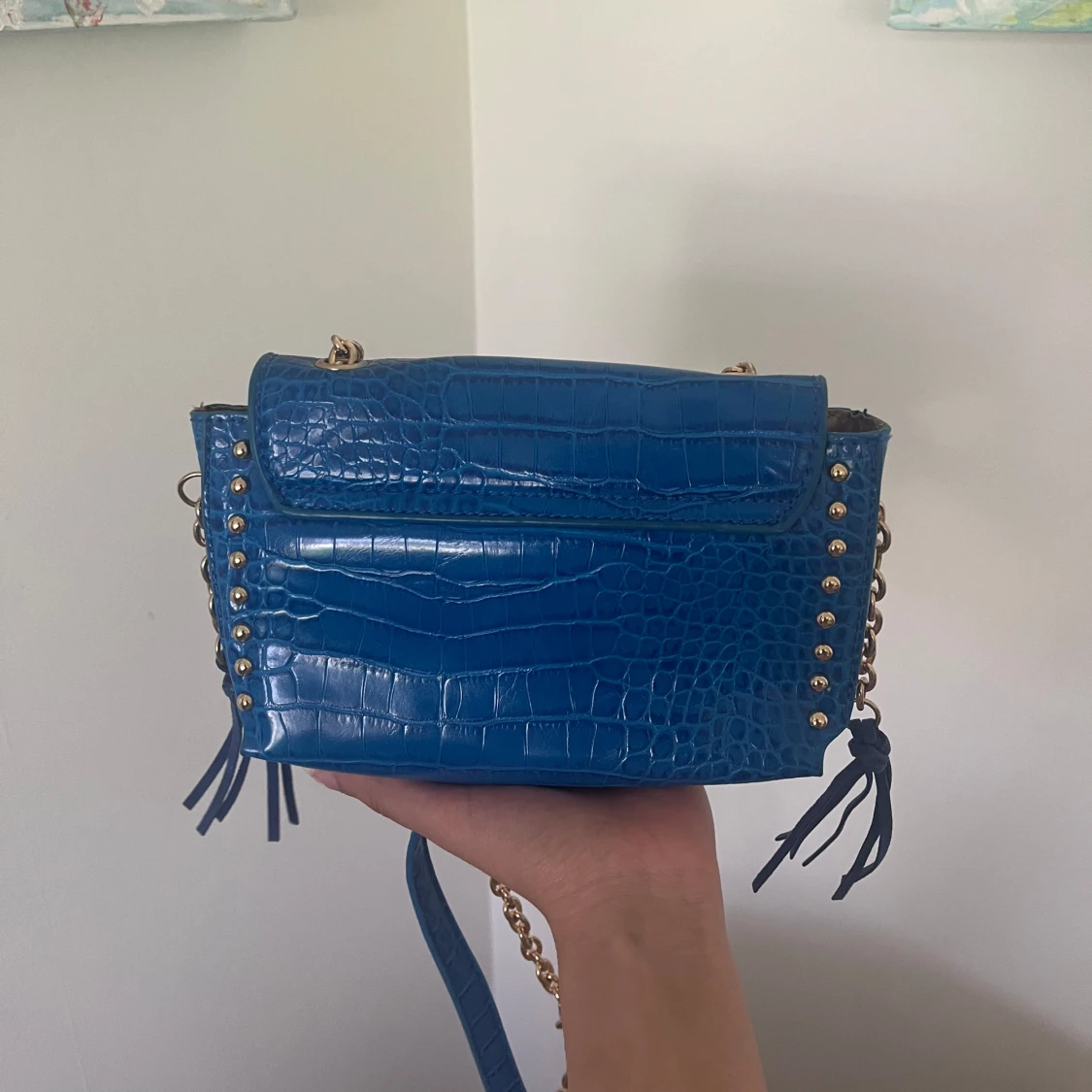 Blå axelväska från Lanidor med kedja - 1