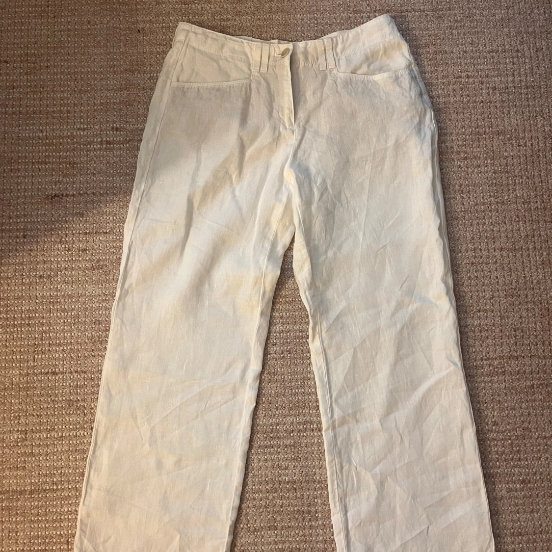 Vita linnebyxor med raka ben - 1