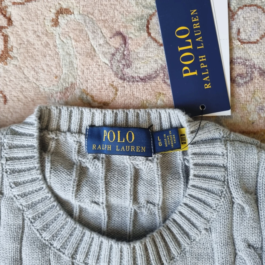 RALPH LAUREN KABELSTICKAD TRÖJA-grå - 1