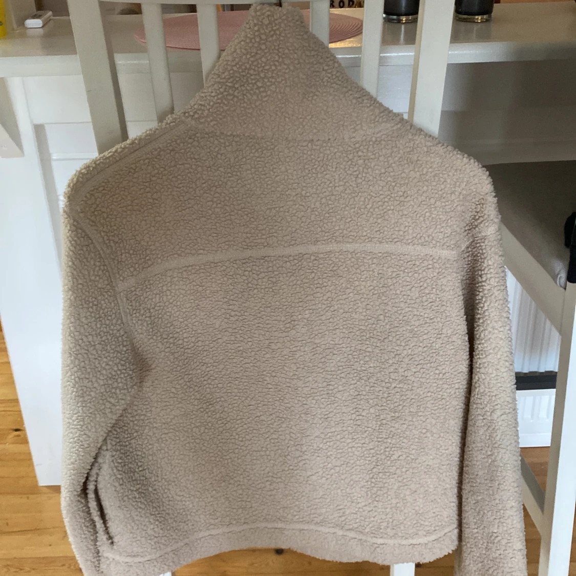 Beige teddyjacka med dragkedja M - 2