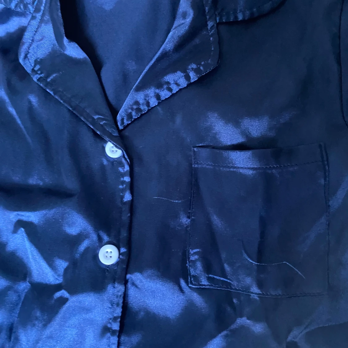 Mörkblå satinlik pjamas tröja från SHEIN - 2