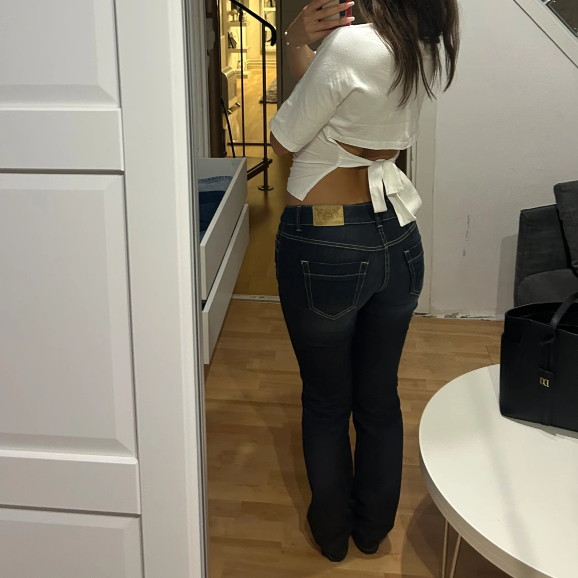 Mörkblå bootcut jeans  - 1