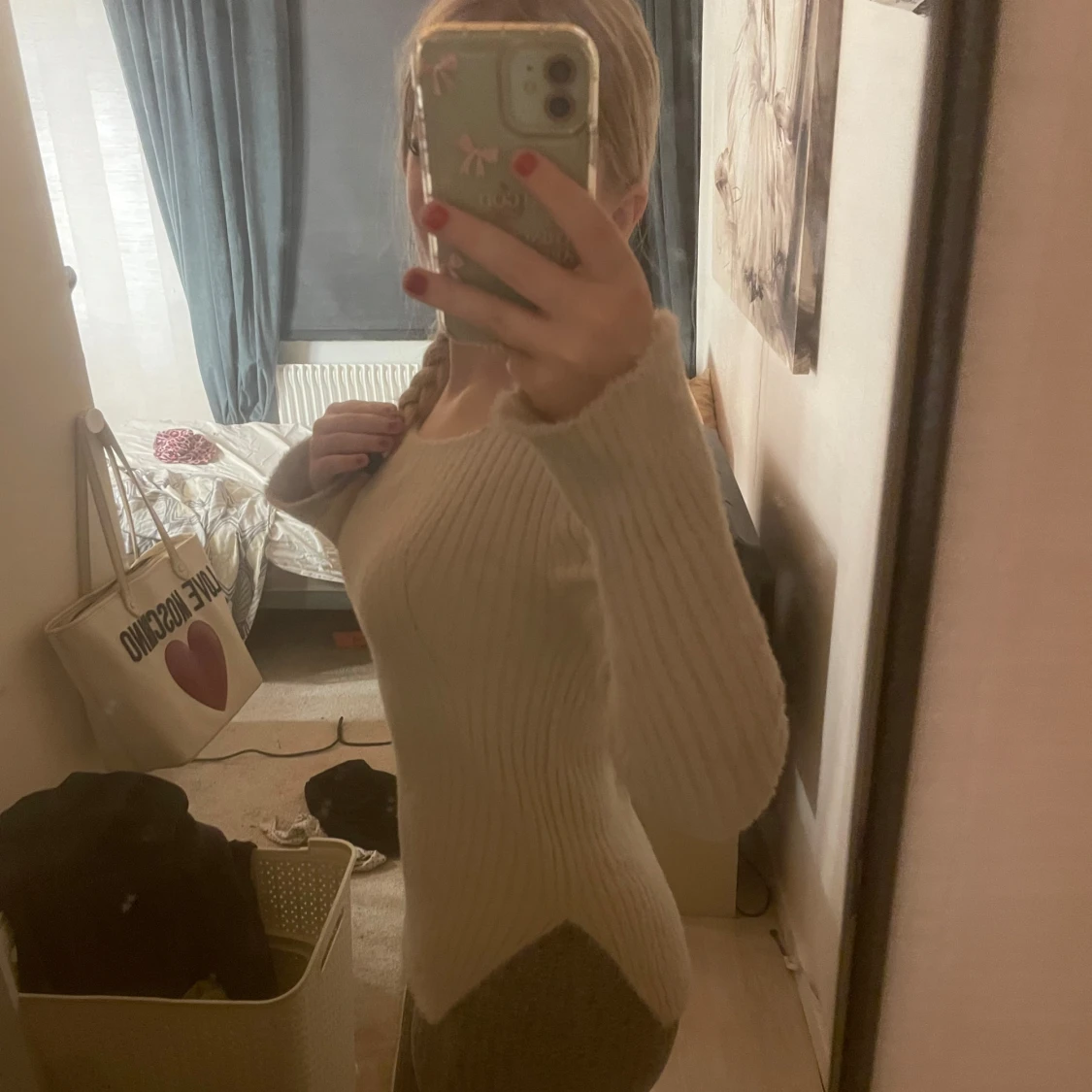 Vit stickad tröja💕 - 2