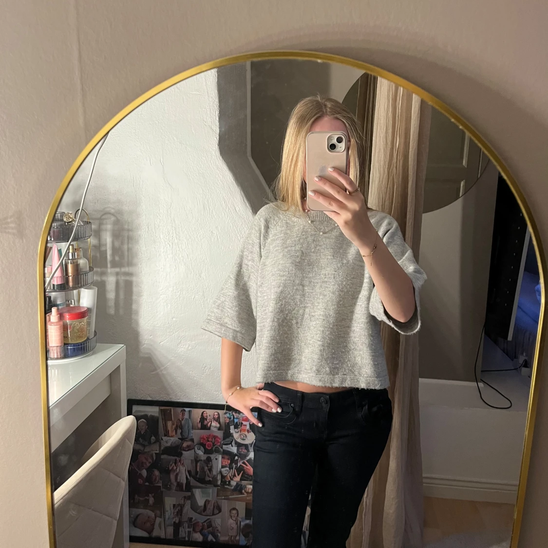 Grå croppad stickad tröja från ONLY - 1