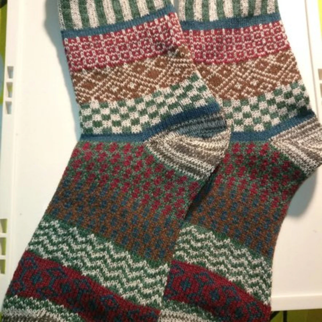 Färgglada mönstrade ullstrumpor - 1