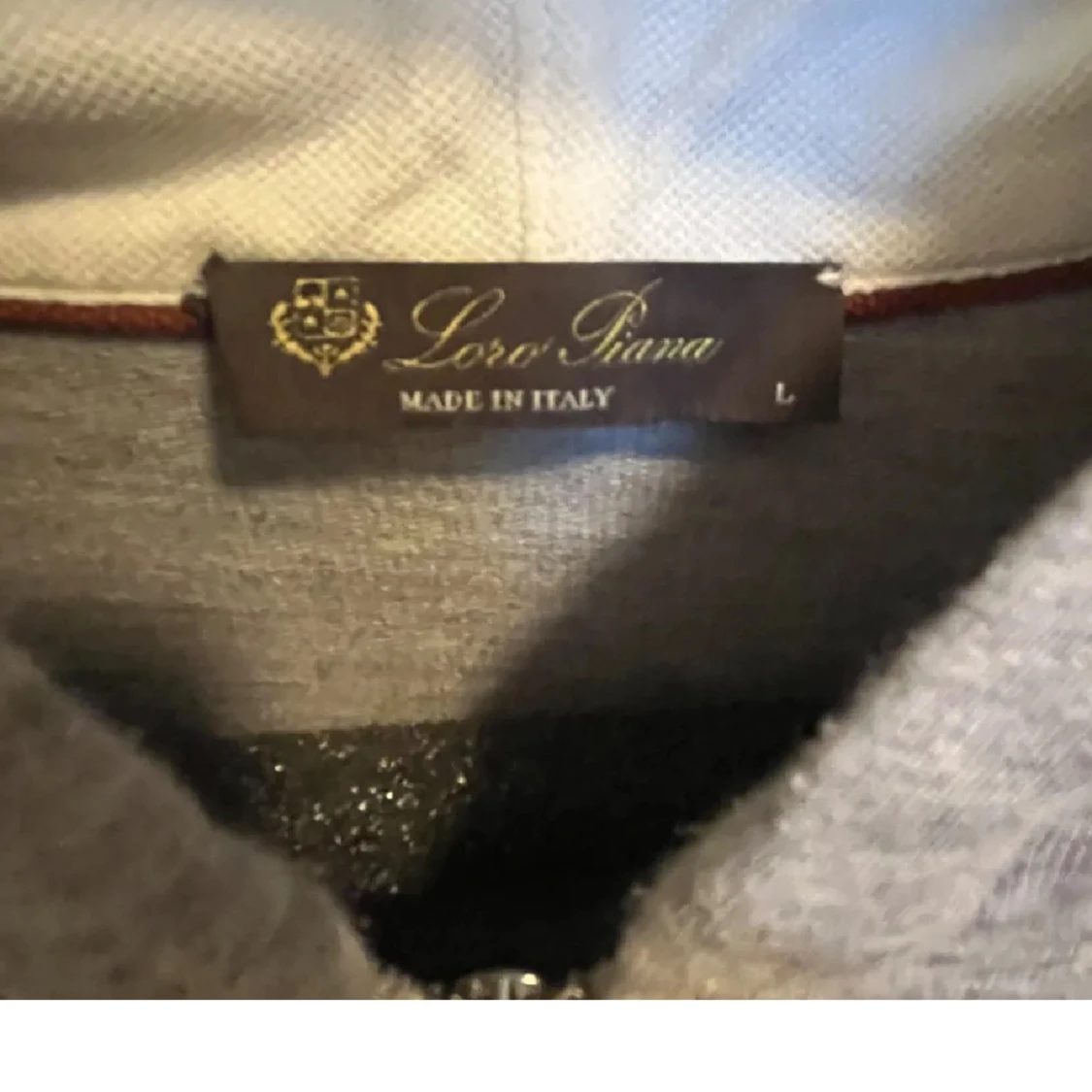 Grå hoodie från Loro Piana med dragkedja - 1