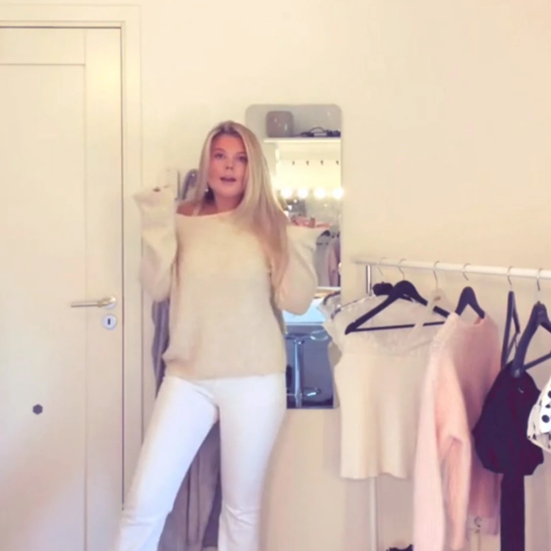 Fin bige sne ärmar stickad tröja   - 1