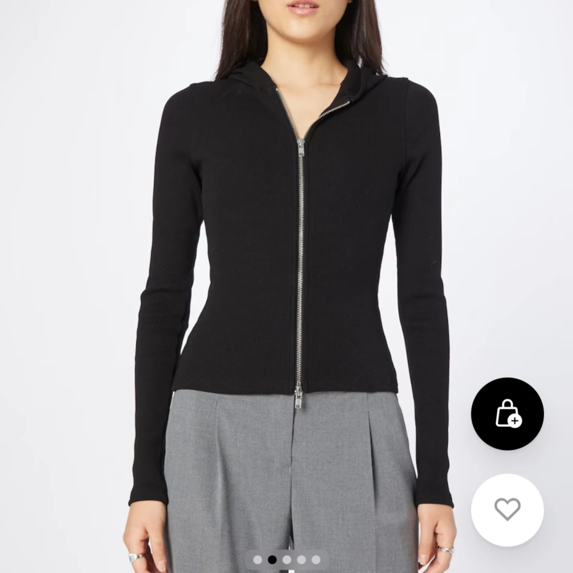 Svart ribbad hoodie från Weekday - 1