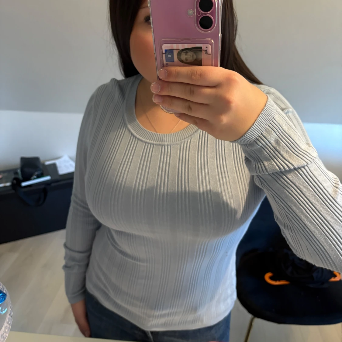 Ljusblå ribbad tröja från Even&Odd - 1