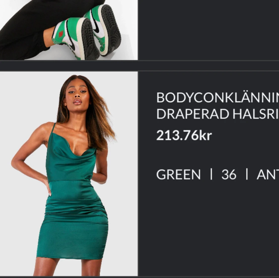 Grön bodyconklänning med draperad halsringning från Boohoo - 3