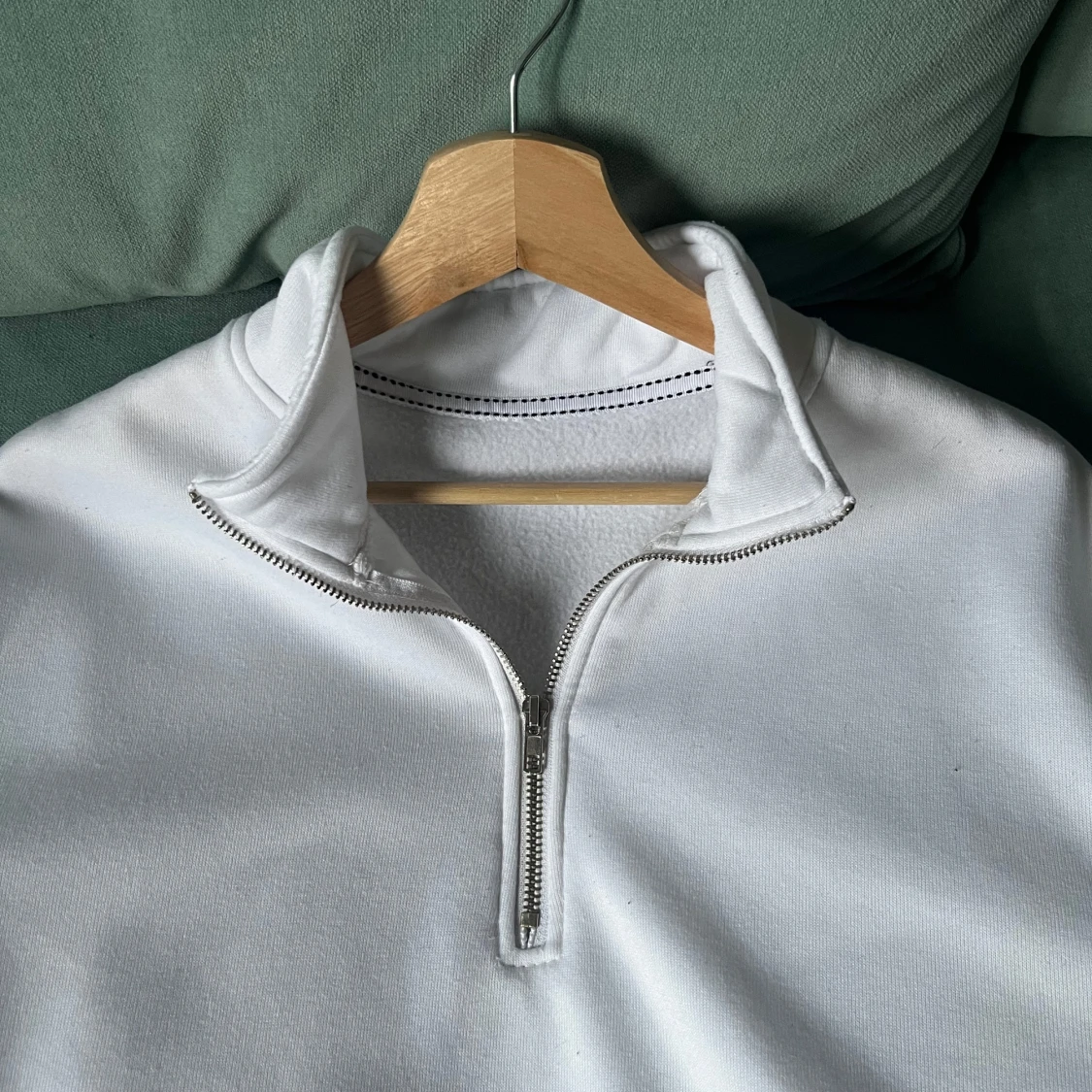 Vit halvzip sweatshirt - 1