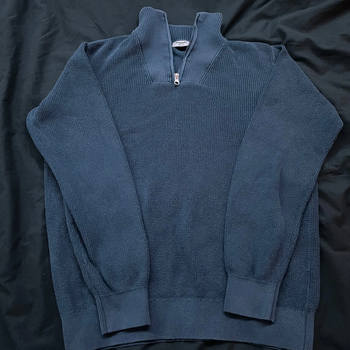 Navy stickad halfzip