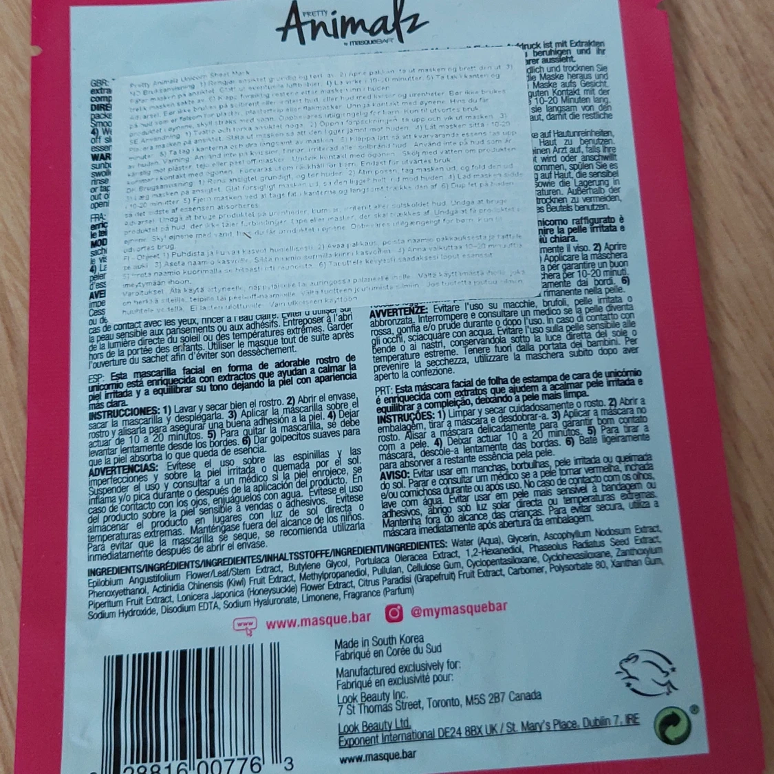 Pretty Animalz Unicorn ansiktsmask - 1