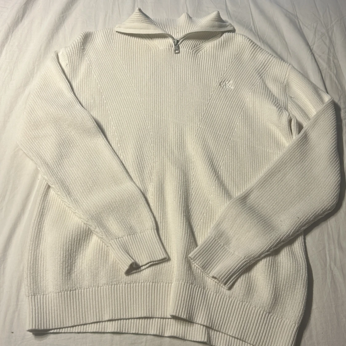 Vit stickad half zip-tröja Calvin Klein