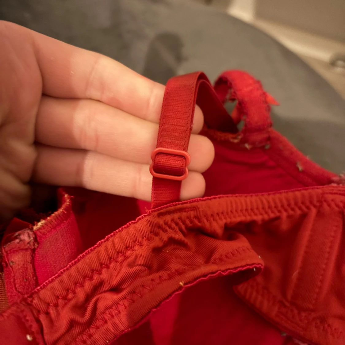 Röd spets-bh med rosett - 3