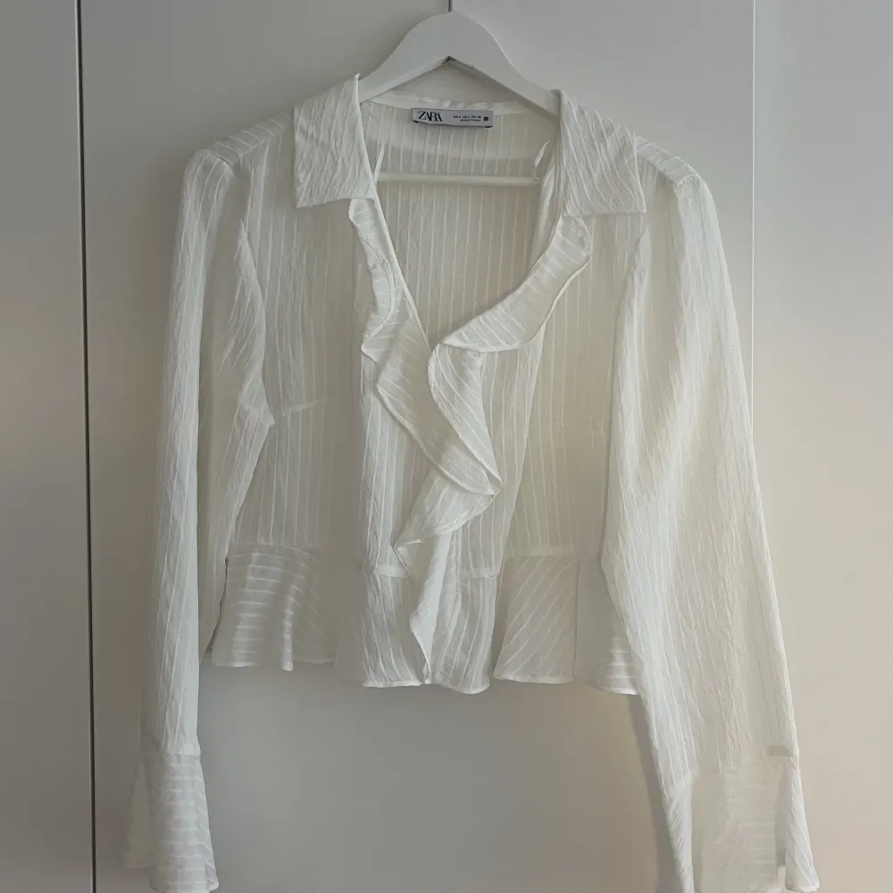 Blus från zara som är lite kortare i modellen. Storlek L men liten i storleken. Fint skick och knappt använd. . Puserot.
