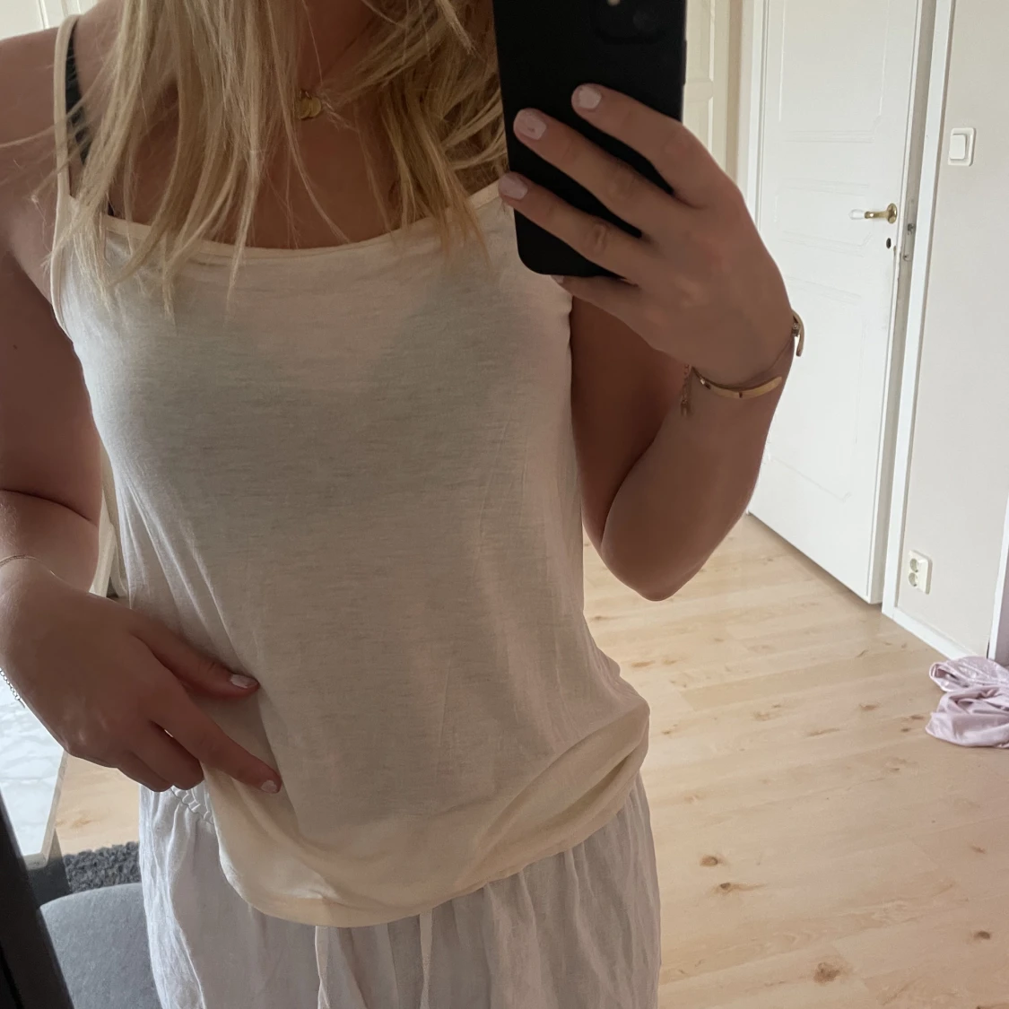 Beige/ ljusrosa linne