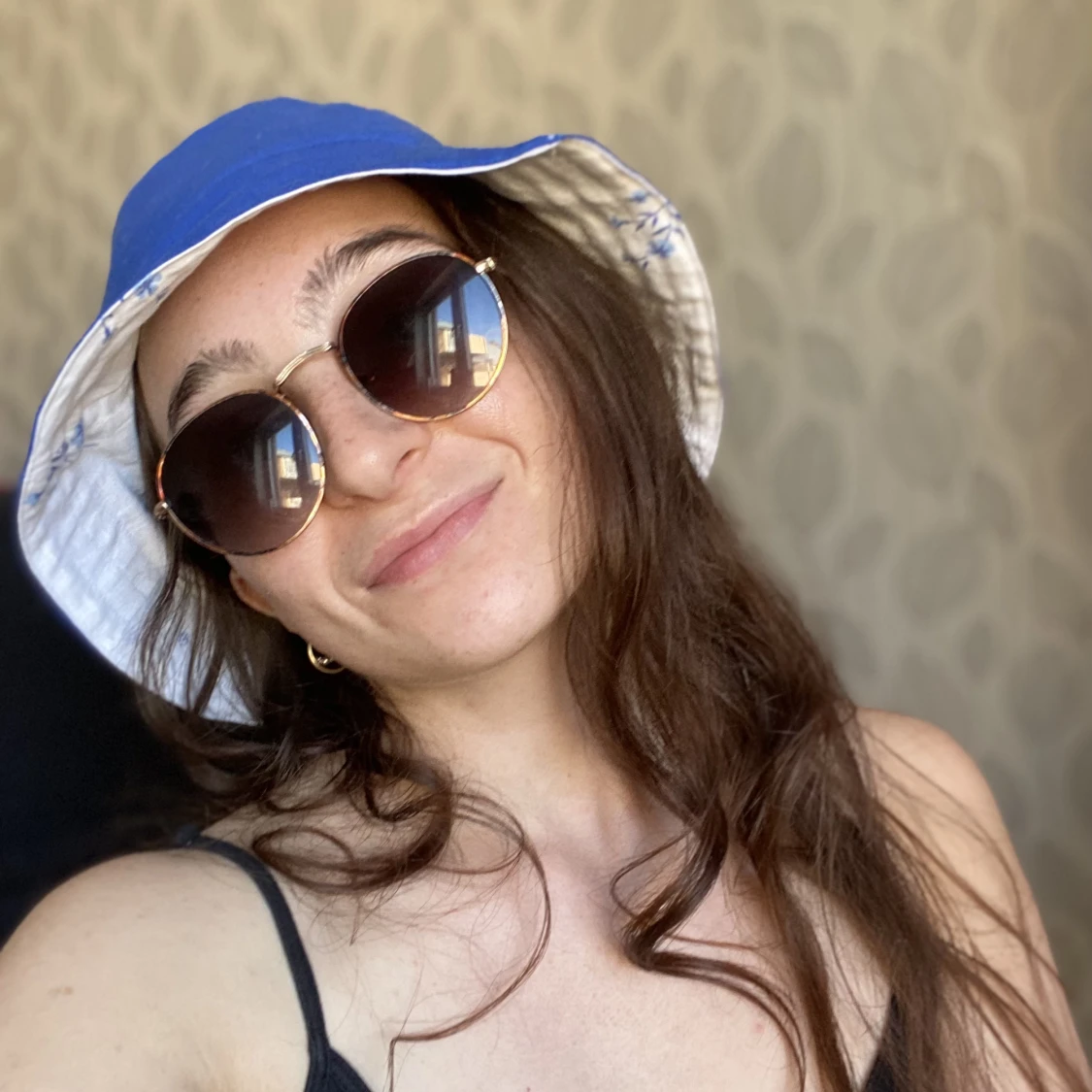 Handgjord blå Bucket hat  - 90