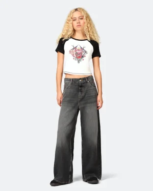 Junkyard wide leg jeans svart❤️ - Säljer dessa jeans då de är för små i storlek 25 då man kan säga : xxs. Midjmät och sånt kan komma då ni får kontakta mig privat!