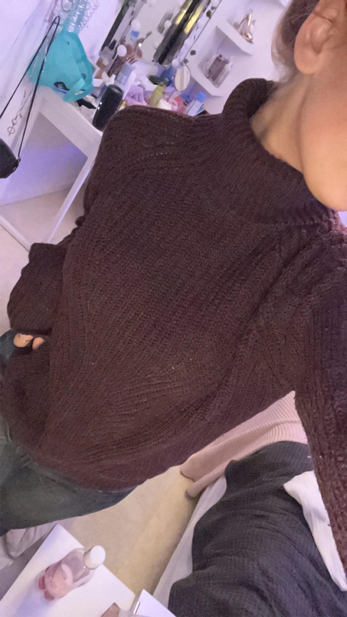 Vinröd stickad tröja 