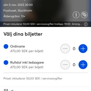 Morad biljetter  - Säljer två biljetter till morad i Stockholm 5 nov. Kan bytas med Göteborg biljetterna 