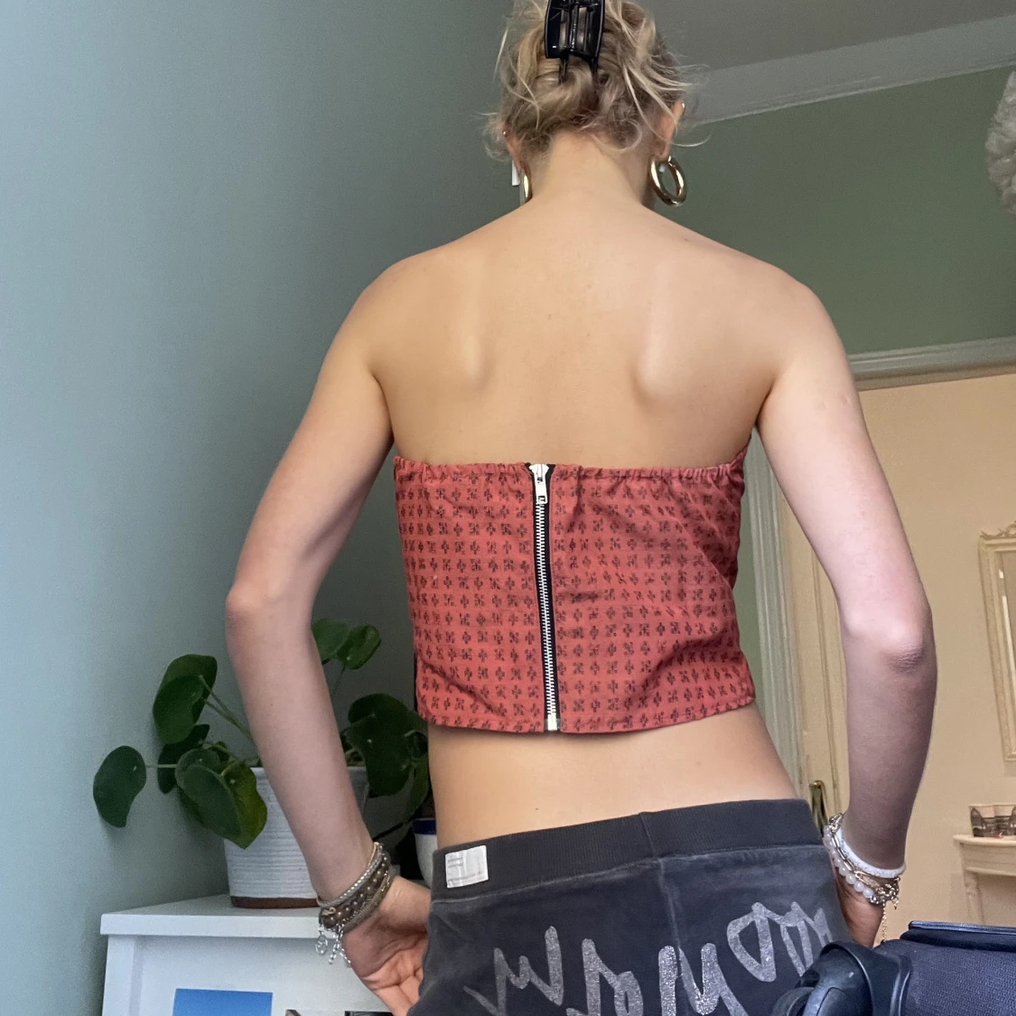 röd rosa tub topp  - 90