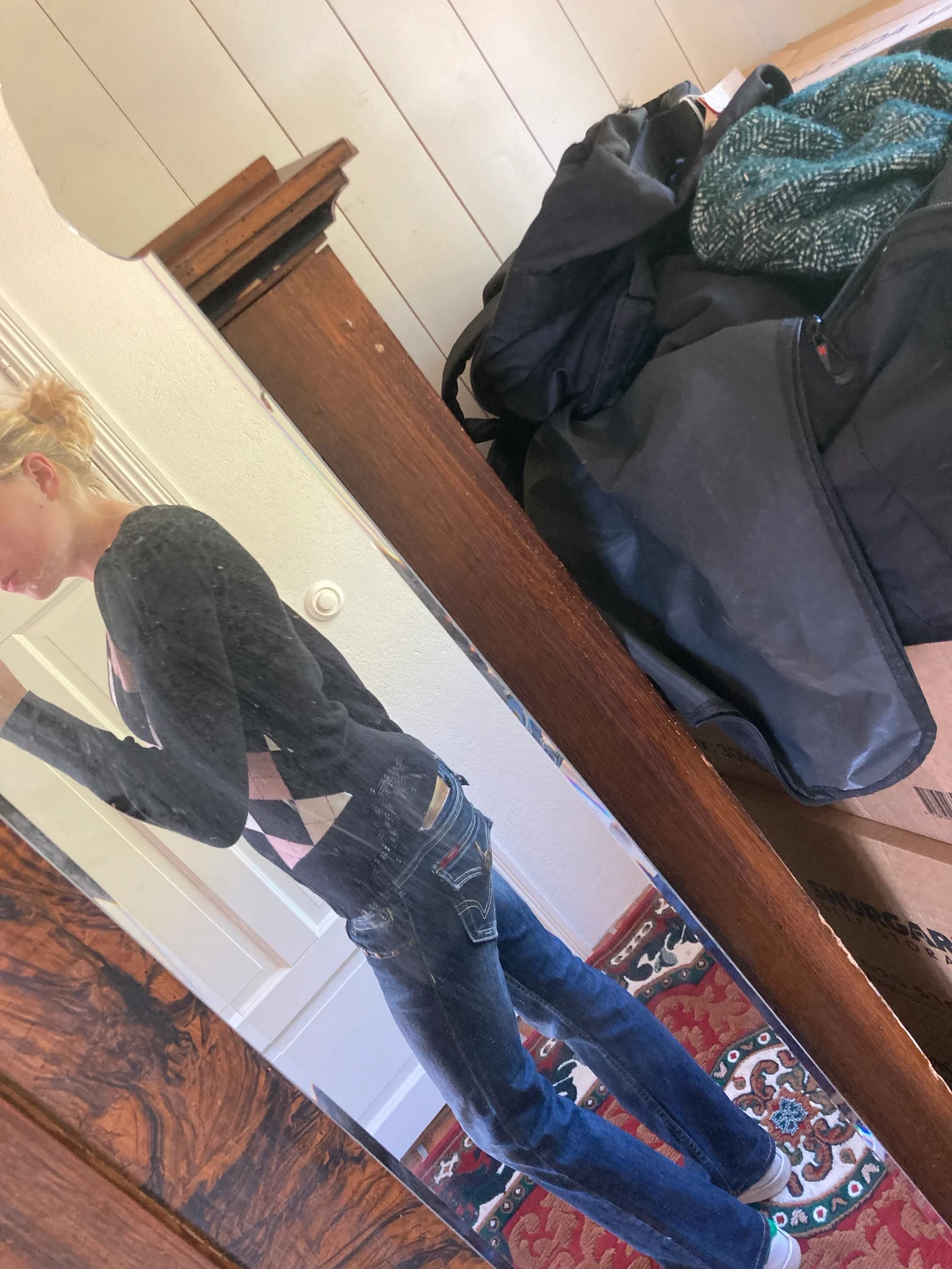 Snygg cardigan med rutmönster  - 90