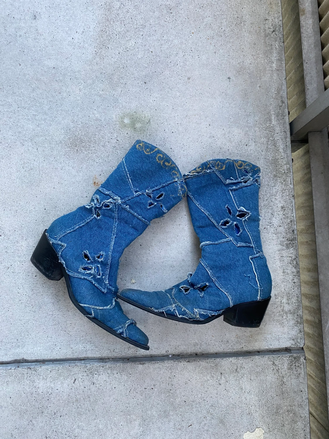 Denim boots