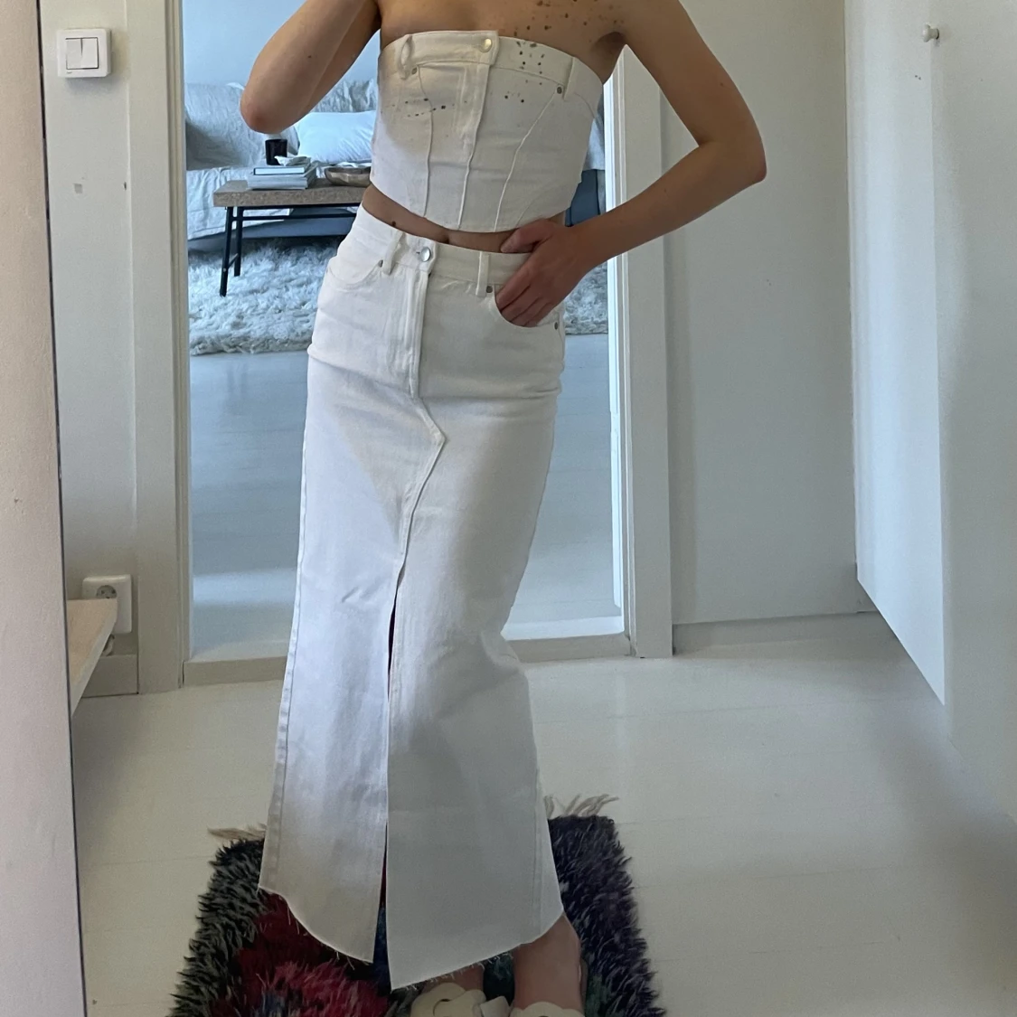 Jeans set med topp och kjol